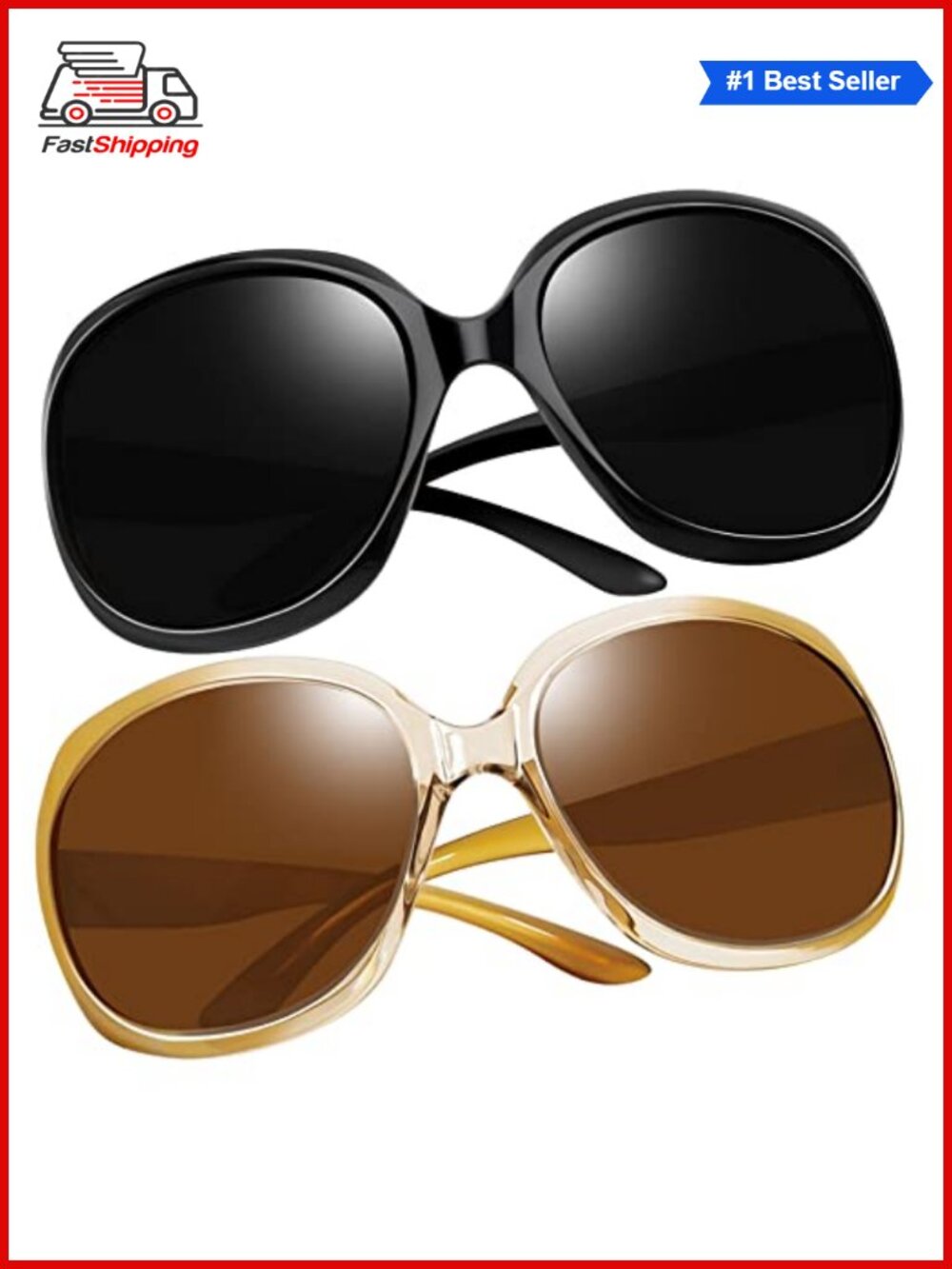 ✨ Oversized Polarized Square Sunglasses with UV400 Protection Full Frame for